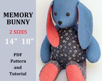 Memory Bunny Sewing Pattern: 14" & 18" Stuffed Rabbit (PDF Pattern)