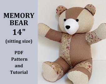 Memory Bear Pattern 14", Make Teddy Bear, Keepsake Bear Sewing Pattern