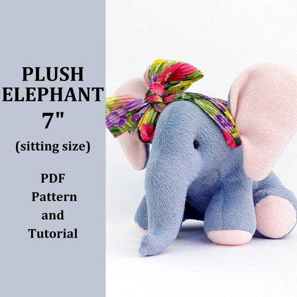 Plush Elephant Toy Elephant Stuffie Soft Elephant Toy Easy Elephant Plushie Pattern Elephant Pattern Sewing