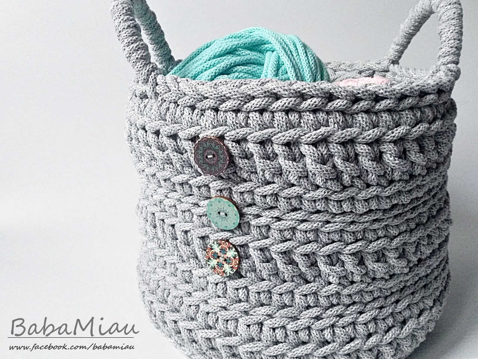 Round Basket With Handmade Cotton Twine Colors Etsy