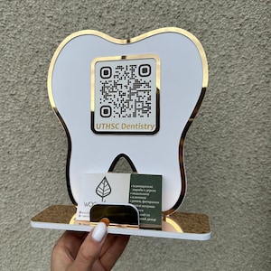 Personalized Dental Office Sign with qr code in the form of a tooth, which contains a link to Instagram,a great gift idea for a dentist