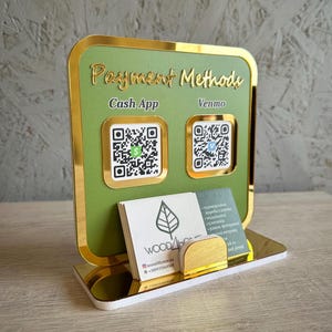 Visitenkartenhalter mit QR-Code, Multi-QR-Codes Ständer, Scan-to-Pay, Schreibtisch Organizer Acrylständer Social-Media-Zeichen
