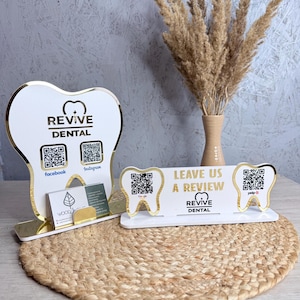 Personalized Tooth QR Code Sign with Logo Dental Office Decor