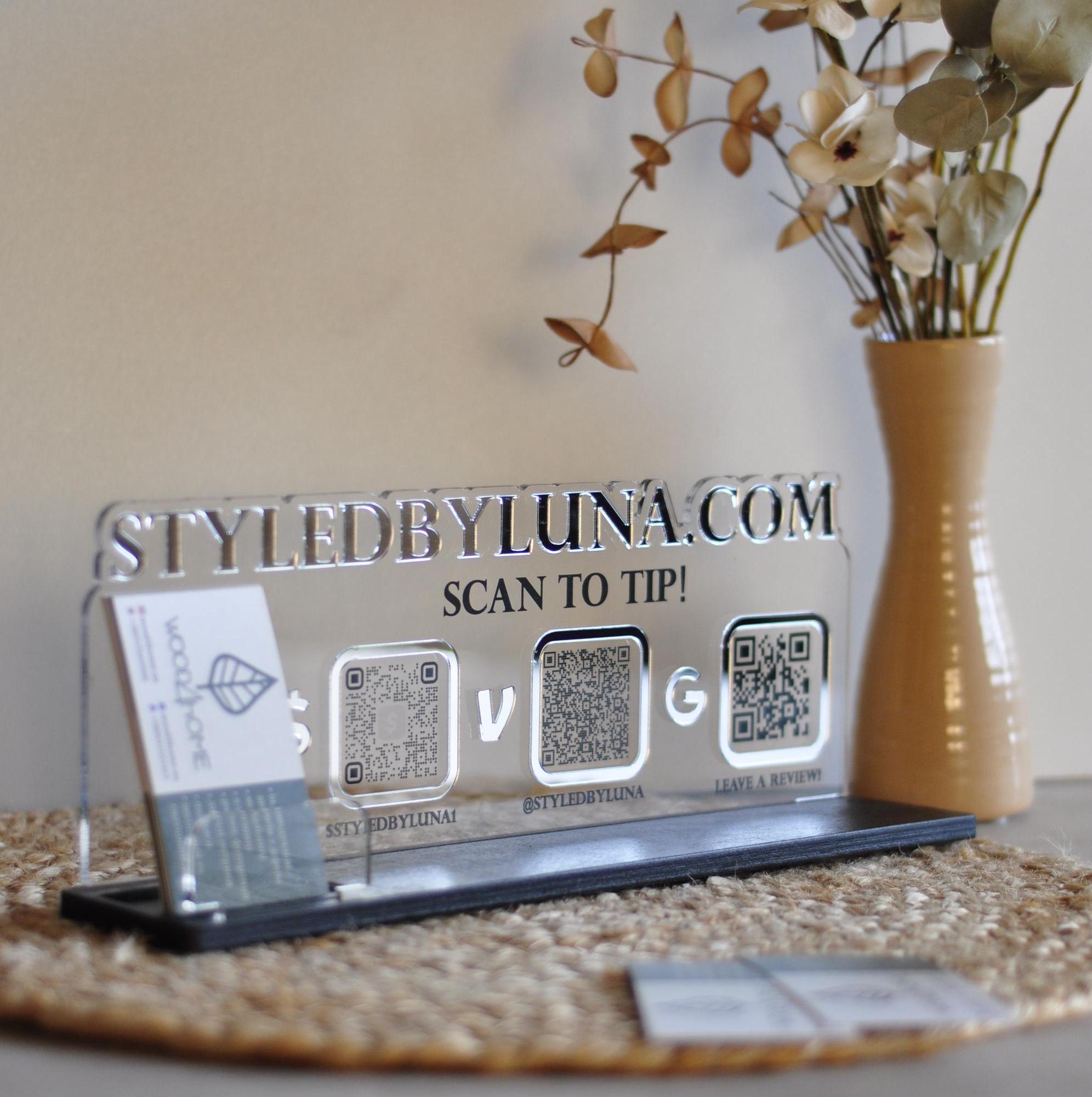 Custom Acrylic QR Code Business Sign With Card Holder - Etsy