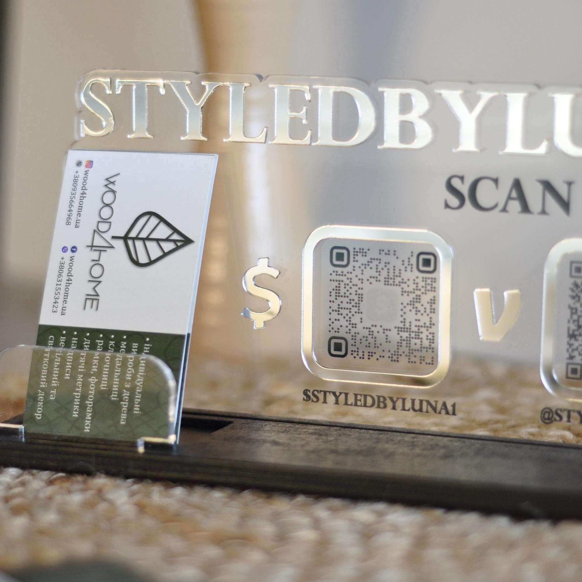 Custom Acrylic QR Code Business Sign With Card Holder - Etsy