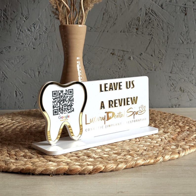Restorative Sign Custom Dental Office Google Review QR Code Sign, Tooth Shape Acrylic ...
