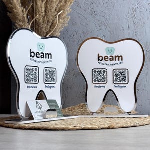Enseigne de code QR personnalisée : décoration pour cabinet dentaire et porte-cartes de visite avec logo 3D