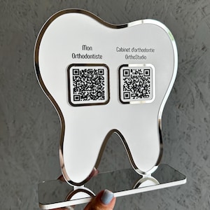 Personalized Dental Office Sign with qr code in the form of a tooth, which contains a link to Instagram,a great gift idea for a dentist