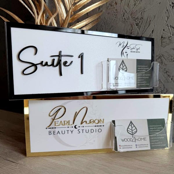 Letrero comercial personalizado para puerta con tarjetero: Letrero para oficina, clínica y hotel para colgar en la puerta.