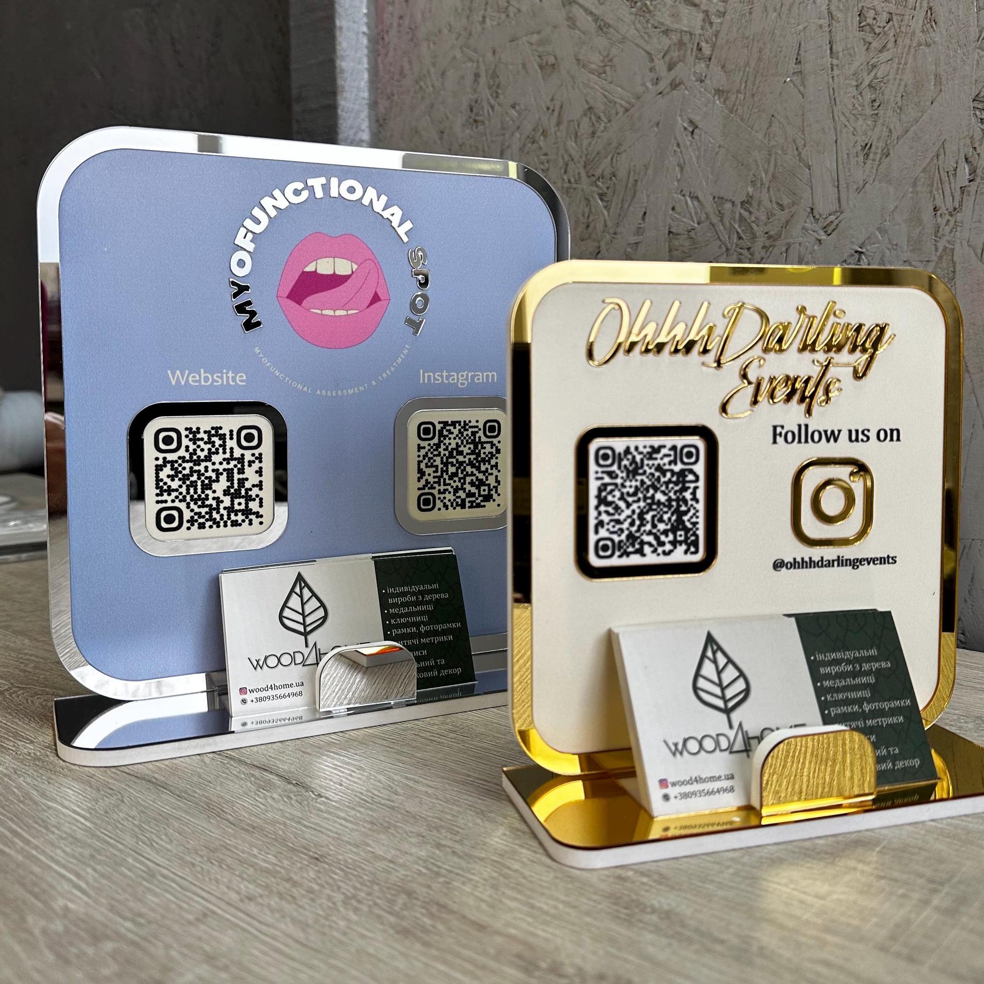 Custom Acrylic QR Code Business Sign With Card Holder - Etsy