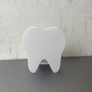 May include: A white plastic tooth-shaped container.