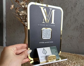 Custom Acrylic QR Code Business Sign with Card Holder