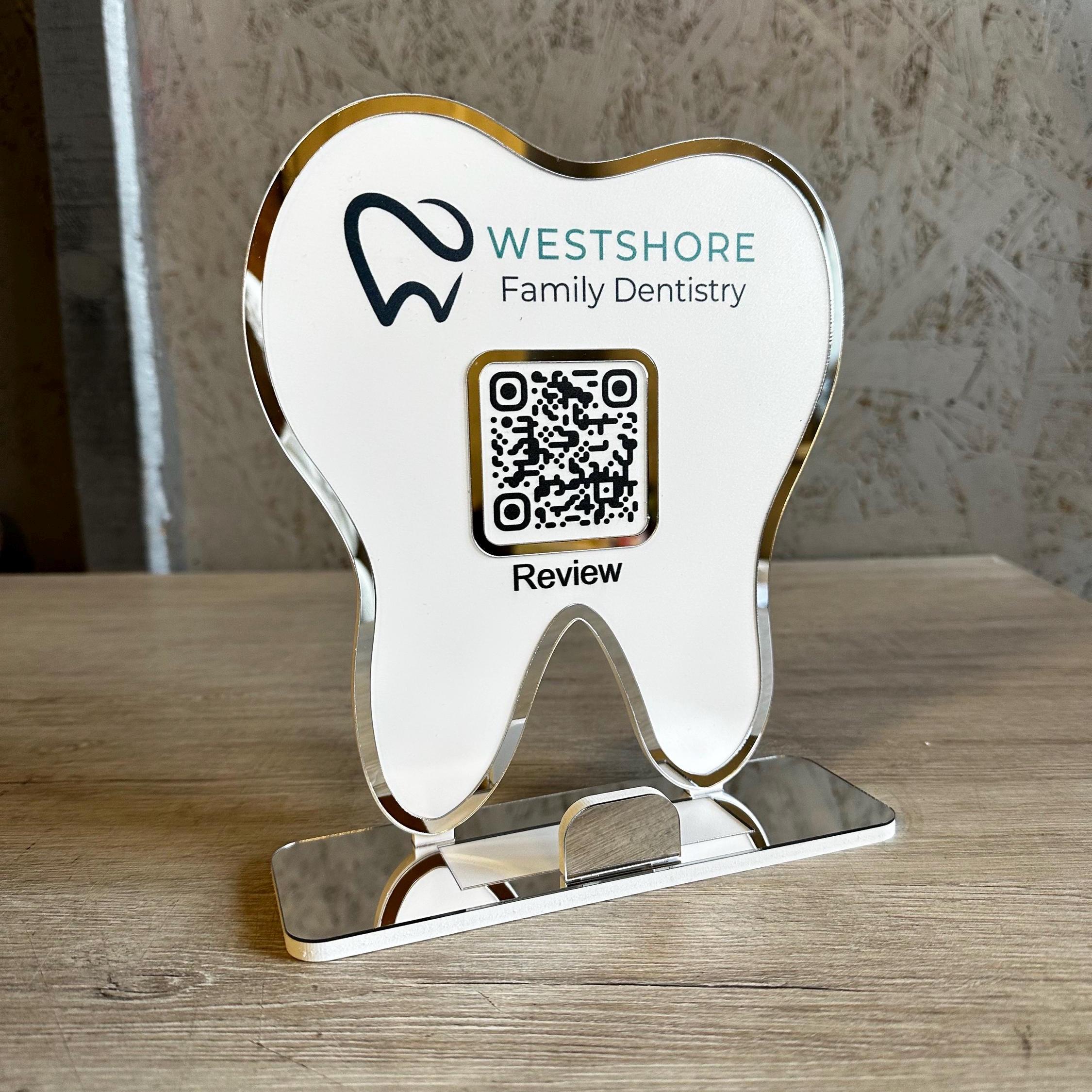 Tooth Shaped QR Code Sign for Dentist Office | Dental Clinic Decor ...