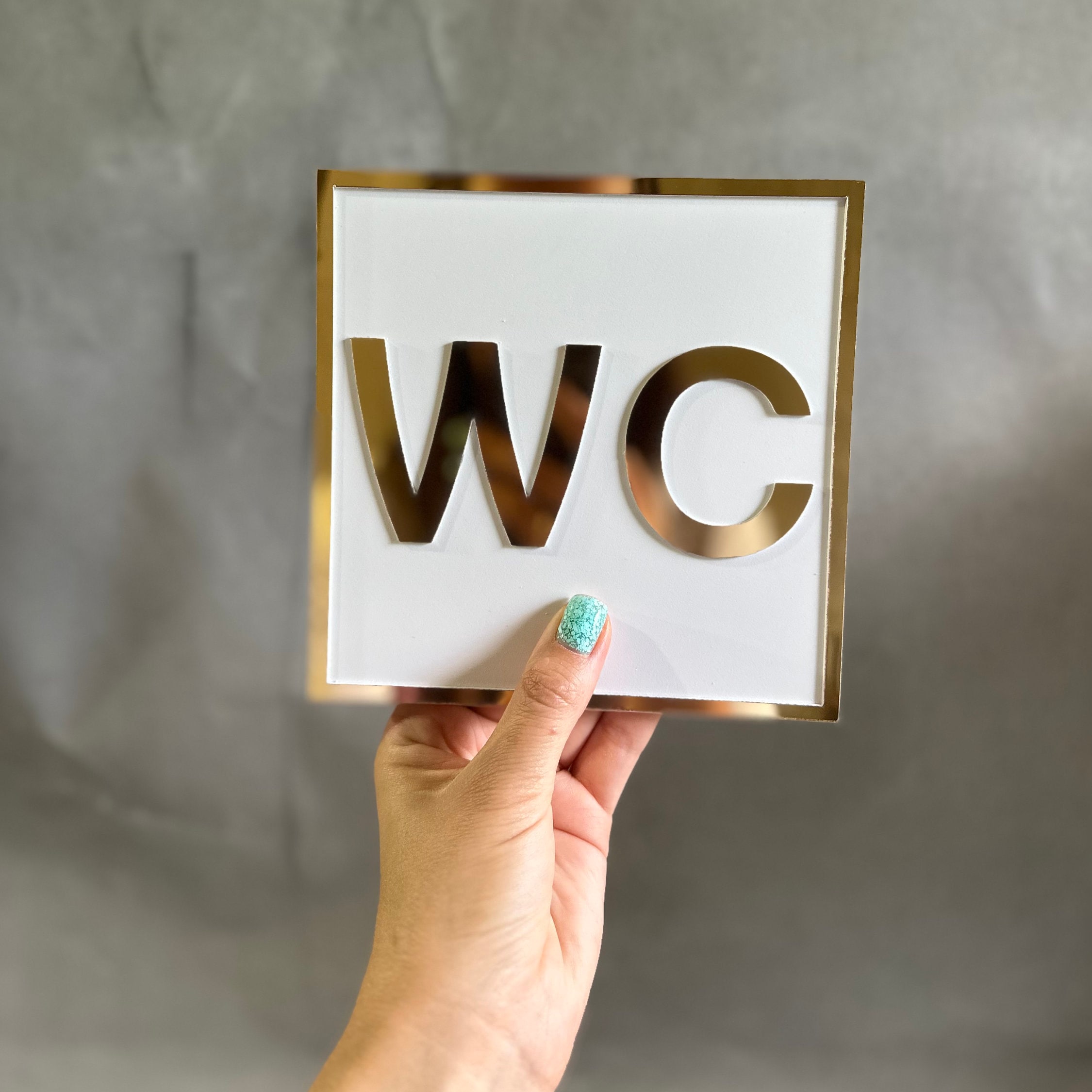 Wc Sign Classy Acrylic Bathroom Door Sign – Modern WC Restroom Sign, Gold Silver Male ...