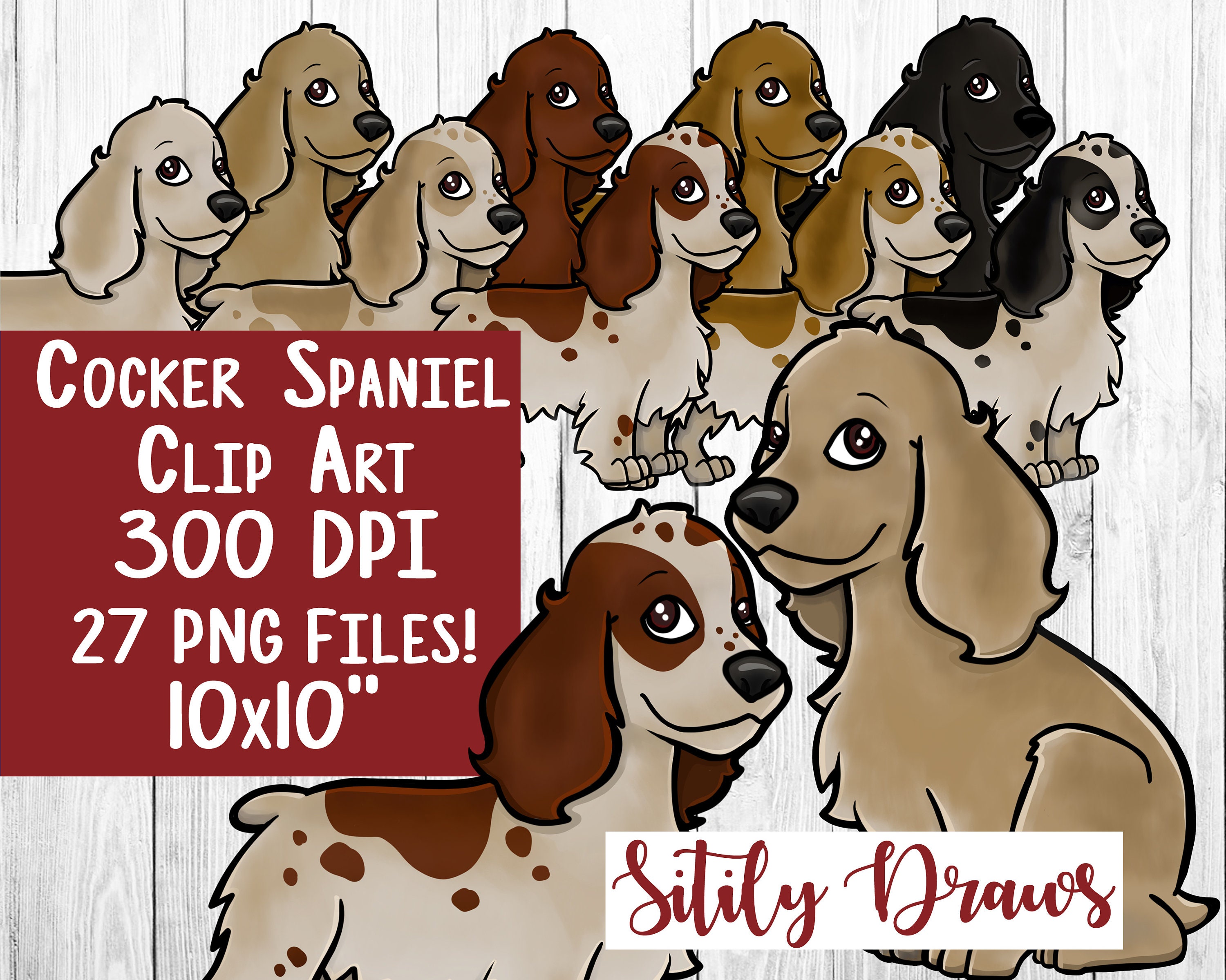 Cocker Spaniel Clipart Springer Spaniel Buff Red Black Clip Etsy