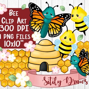 Bijenkorf honingraat vlinder clipart transparante achtergrond PNG clip art digitale download korf honingbij Monarch Art Flower