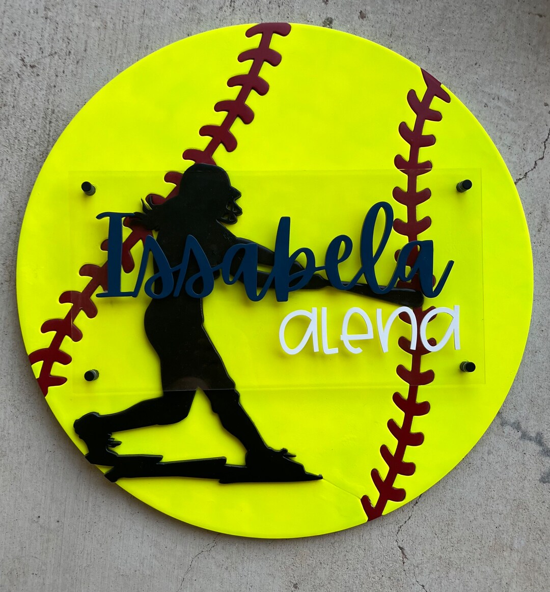 Sports Themed Nursery Sign, Softball Name Sign, Custom Baby Name Sign