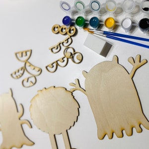 Halloween Monster Paint Kit, DIY Halloween Decor, Unpainted Halloween Kit, Kids DIY Paint Kit, Kids Halloween Craft, Halloween Signs, Paint