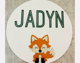 Kwekerij naam teken, 3D aangepaste naam teken, ronde naam teken, baby naam teken, kwekerij decor, wieg teken, baby douche gift, baby jongen naam, bos
