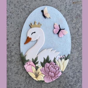 Swan Flower Butterfly Name Sign, Nursery Name Sign, Butterfly Nursery Decor, Name Sign for Girl, Custom Wood Name Sign, Girly Decor