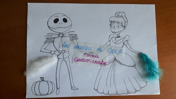 Dibujo Para Colorear Jack Y Sally En La Bola De Cenicienta Etsy