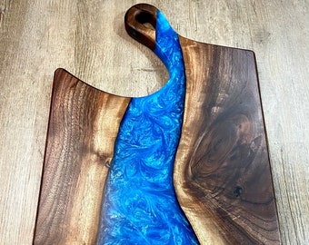 Large Black Walnut & Epoxy River Charcuterie Board
