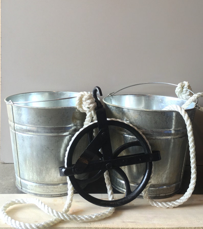 Antique Rustic Pulley Hanging Flower Pots Etsy