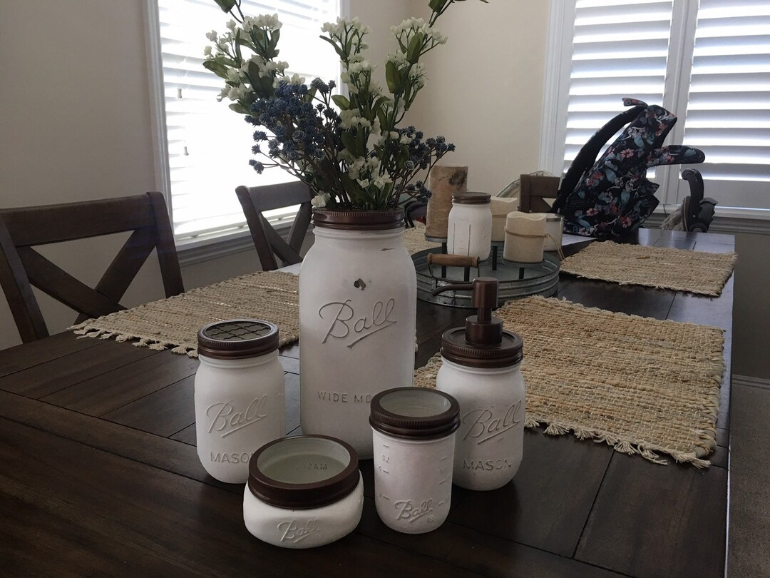 Farmhouse Style Mason Jar Bathroom Set Etsy