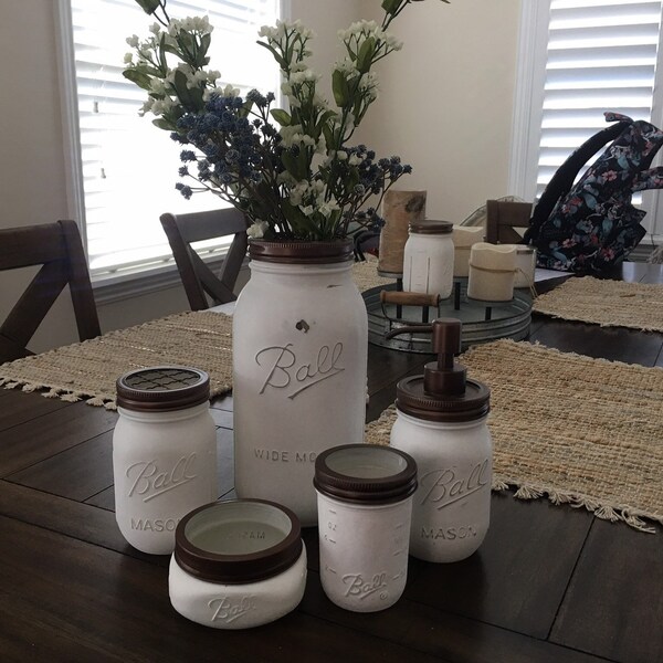 Mason Jar Bathroom Set Etsy