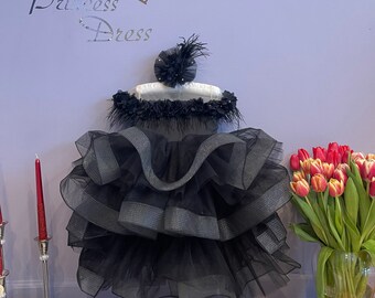 WEDNESDAY Addams PARTY DRESS/ Princess 1st Year Birthday Dress/Flower Girl Dress /Wedding Baby Girl Dress/Black Baby Dress/Baby Girl Clothes