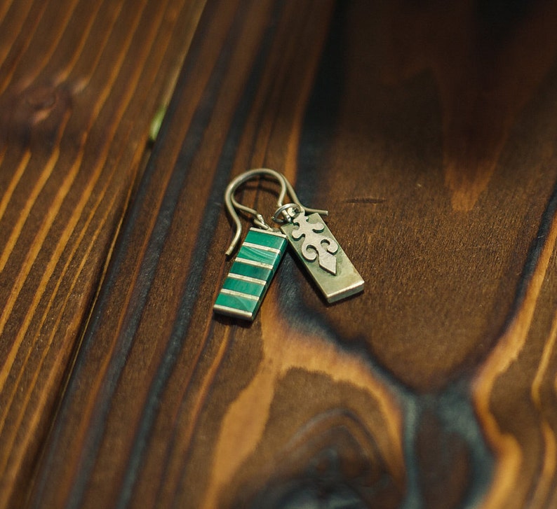 Soviet Malachite Earrings Made in the USSR-1970