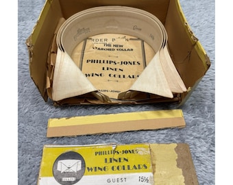 Phillips Jones Wing Hemdkragen 14,5 Weiß Gäste Leinen gestärkt Abnehmbar 3-teilig