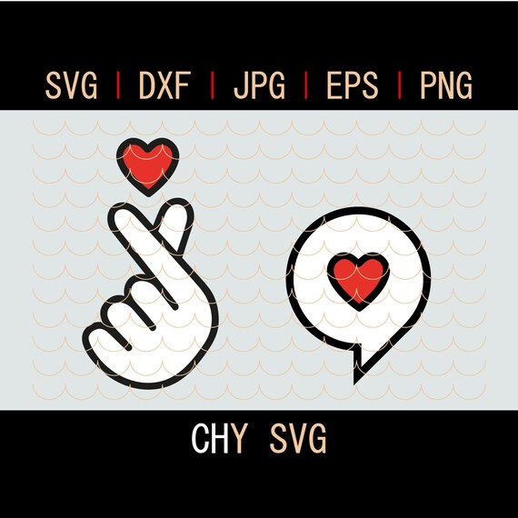 Finger Heart I Love You Svg Hangul Svg Love Message Svg Etsy