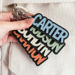 Acrylic Name Keychain, Backpack Name Keychain, 3D Name Keychain, Personalized Name Keychain, Backpack Name Tag, Diaper Bag Tag, Keychain