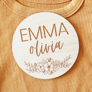 Enseigne de faire-part de naissance en bois, Enseigne de faire-part de nouveau-né, Nom de bébé en bois, Enseigne photo hôpital pour bébé, Cadeau personnalisé pour baby shower