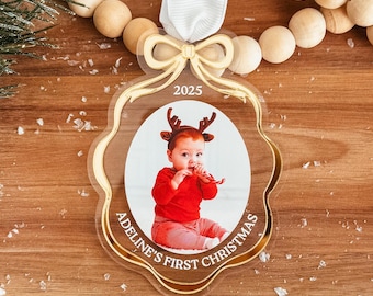 Baby's First Christmas 2025 Photo Ornament, Baby's First Christmas Ornament, 2025 Newborn Holiday Ornament, Stocking Stuffer, Shower Gift