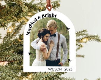 Newlywed Christmas Ornament with Photo, First Christmas Married Ornament, First Christmas As Mr. And Mrs. Ornament, Newlywed Christmas Gift