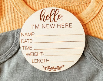 Wooden Birth Announcement, Birth Announcement Sign, Birth Stat Sign, Hospital Newborn Photo Sign, Newborn Baby Photo Prop, Baby Shower Gift