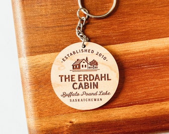 Personalized Cabin Keychain, Custom Keychain, Custom Lake Keychain, Custom Cabin Gift, Personalized Cabin Gift, Cabin Housewarming Gift