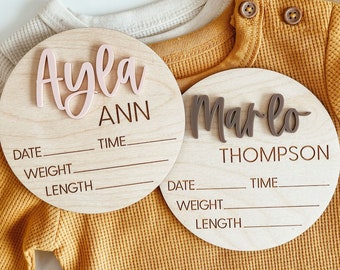 Wooden Birth Announcement, Birth Announcement Sign, Baby Name Sign, Hospital Newborn Photo Sign, Newborn Baby Photo Prop, Baby Shower Gift