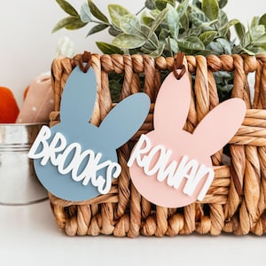 Easter Basket Tag, Personalized Easter Basket Name Tag, Custom Easter Tag, Acrylic Bunny Tag, Custom Easter Bunny Tag, Personalized Name Tag