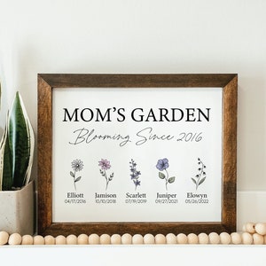 Mom's Garden Sign, Custom Birth Flower Sign, Custom Birthdate Sign, Family Birthday Sign, Mother's Day Sign, Custom Mother's Day Gift