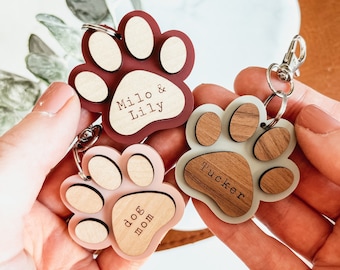Custom Paw Print Keychain, Personalized Pet Name Keychain, Custom Dog Keychain, Cat Keychain, Pet Memorial Keychain, Pet Name Keychain