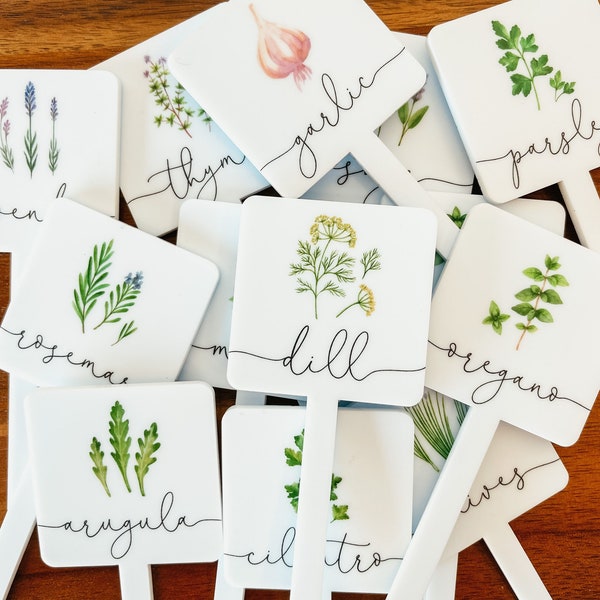 Herb Garden Stakes, Herb Plant Markers, Herb Garden Labels, Herb Garden Markers, Garden Labels, Acrylic Garden Stakes, Gift For Gardeners