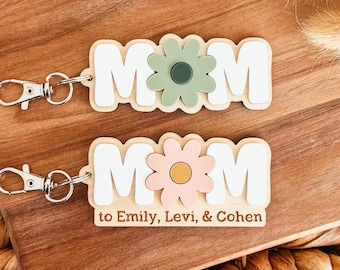 Custom Mom Keychain, Mother's Day Keychain, Mom Flower Keychain, 3D Mom Keychain, Mom Flower Keychain, Personalized Keychain For Mom