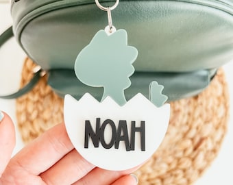 Dinosaur Backpack Tag, Acrylic Bag Tag, Dino Bag Tag, Custom Name Keychain, Dinosaur Diaper Bag Tag, Acrylic Bag Keychain, Kid&#39;s Luggage Tag
