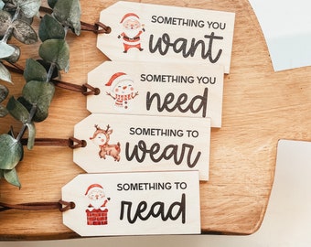 Mindful Gifting Christmas Tags, Want Need Wear Read Gift Tags, Reusable Christmas Gift Tags, Reusable Gift Tags, Reusable Holiday Gift Tags