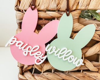 Easter Basket Tag, Personalized Easter Basket Name Tag, Custom Easter Tag, Acrylic Bunny Tag, Custom Easter Bunny Tag, Personalized Name Tag