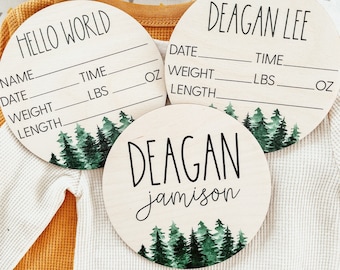 Baby Birth Stat Sign, Wooden Birth Announcement Sign, Name Announcement Sign, Hospital Name Sign, Birth Announcement, Baby Shower Gift