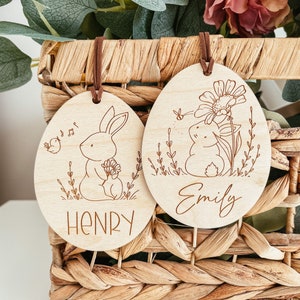 Easter Basket Tag, Personalized Easter Basket Tag, Custom Easter Tag, Wooden Easter Egg Tag, Custom Bunny Tag, Personalized Name Tag, Easter